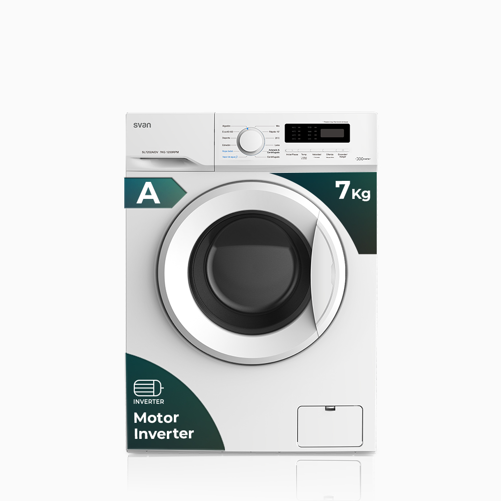 Lave-linge Svan 7kg 1200rpm A 85cm 59,5cm 44cm Blanc Inverter Vapeur Affichage