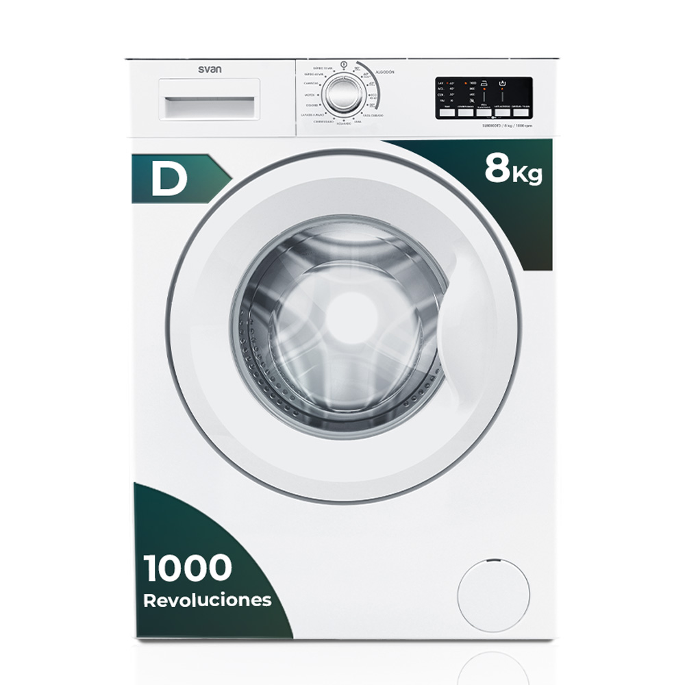 Lave-linge Svan 8kg 1000rpm D 84,5cm 59,7cm 55,7cm White Electronic Anti-allergenic Lid/P