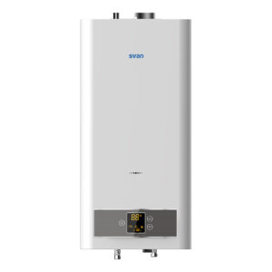 Calentador de Gas Butano Svan Vertical 11 Litros por minuto A Blanco Display LED manual Bajo + Tubo
