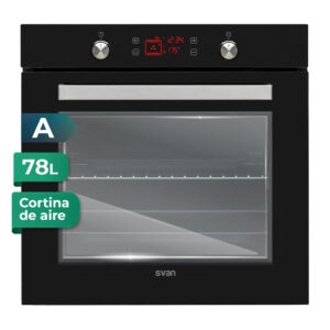 Horno Multifunción Svan 78L A 59,5cm 59,5cm 57,5cm Cristal negro Display táctil 10P Cortina aire