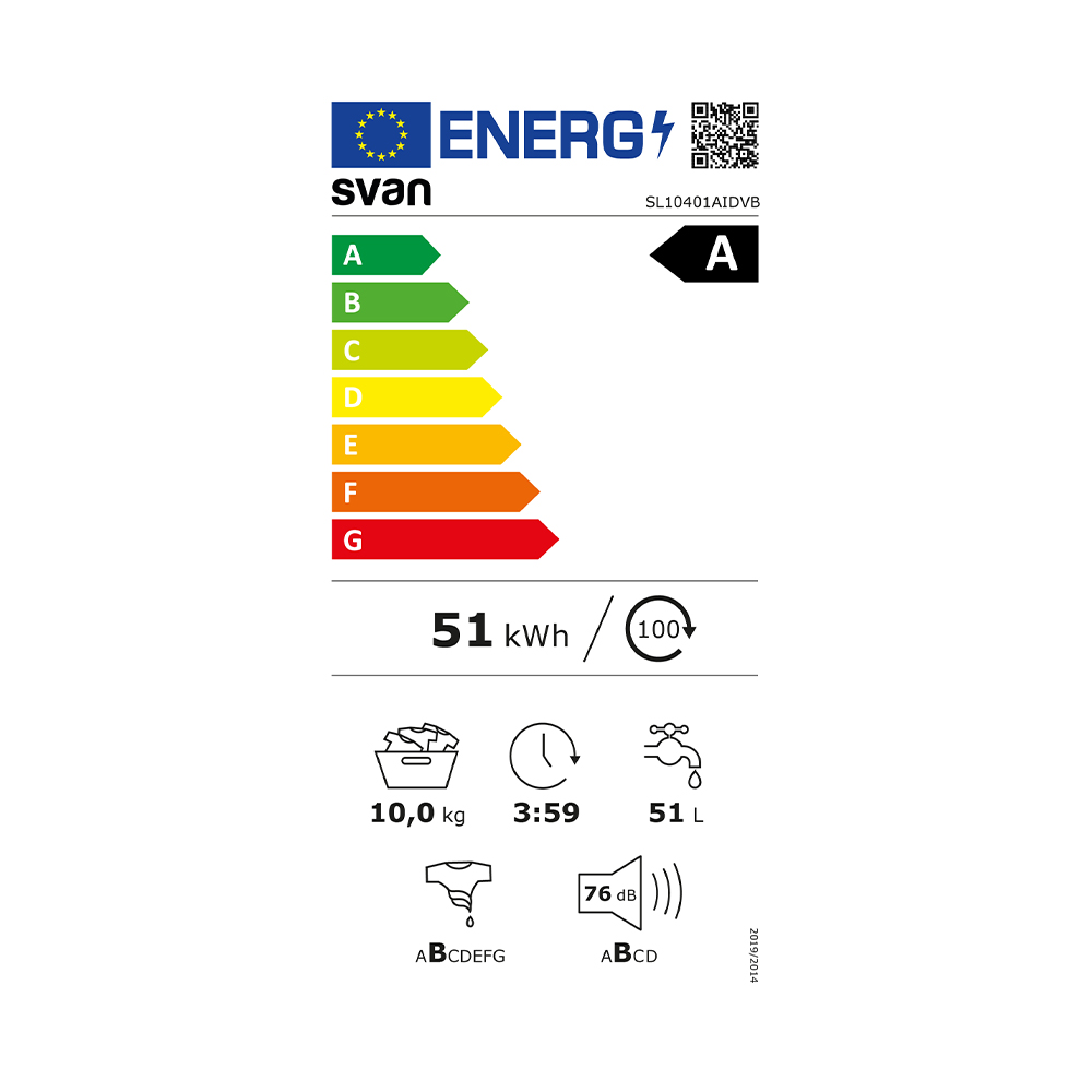 Lavadora Svan 10kg 1400rpm A 85cm 59,5cm 60cm Blanco Display Inverter Vapor Mi Ciclo Puerta XXL - immagine 2