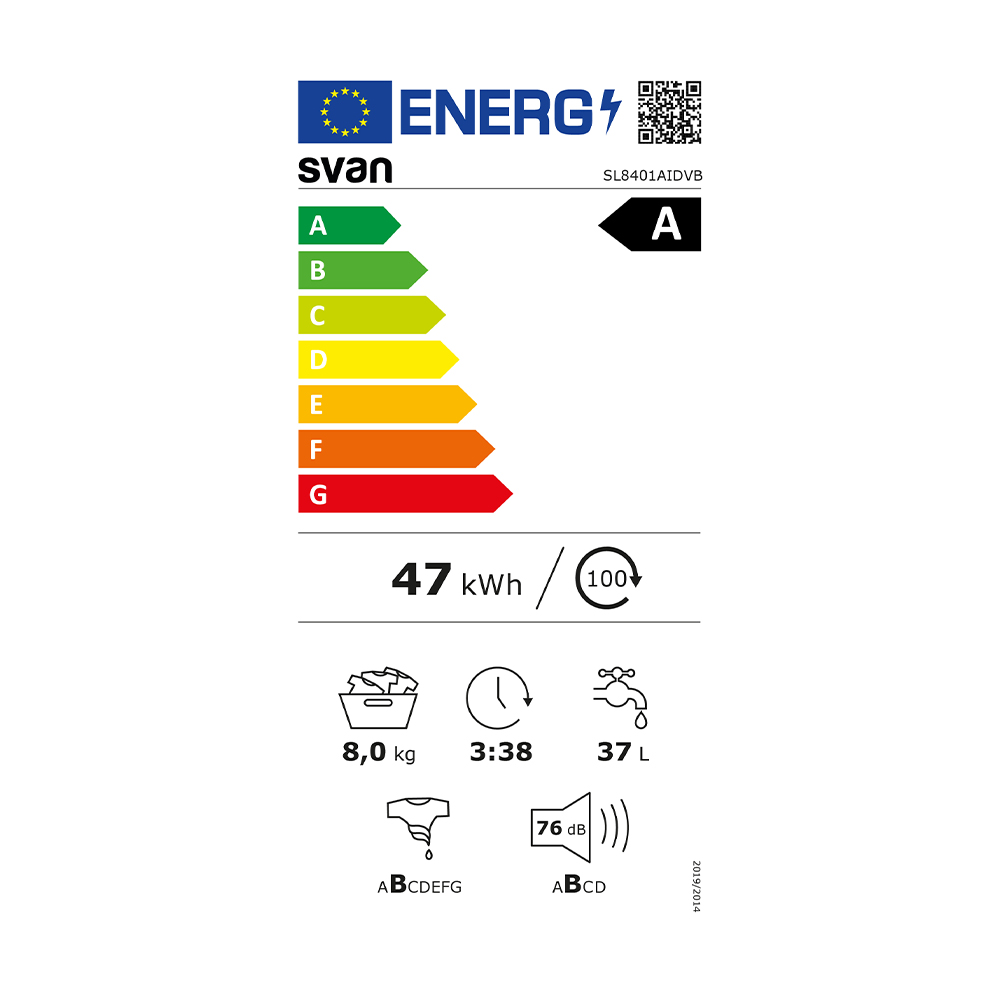 Lavadora Svan 8kg 1400rpm A 85cm 59,5cm 51cm Blanco Display Inverter Vapor Mi Ciclo Puerta XXL – Image 2