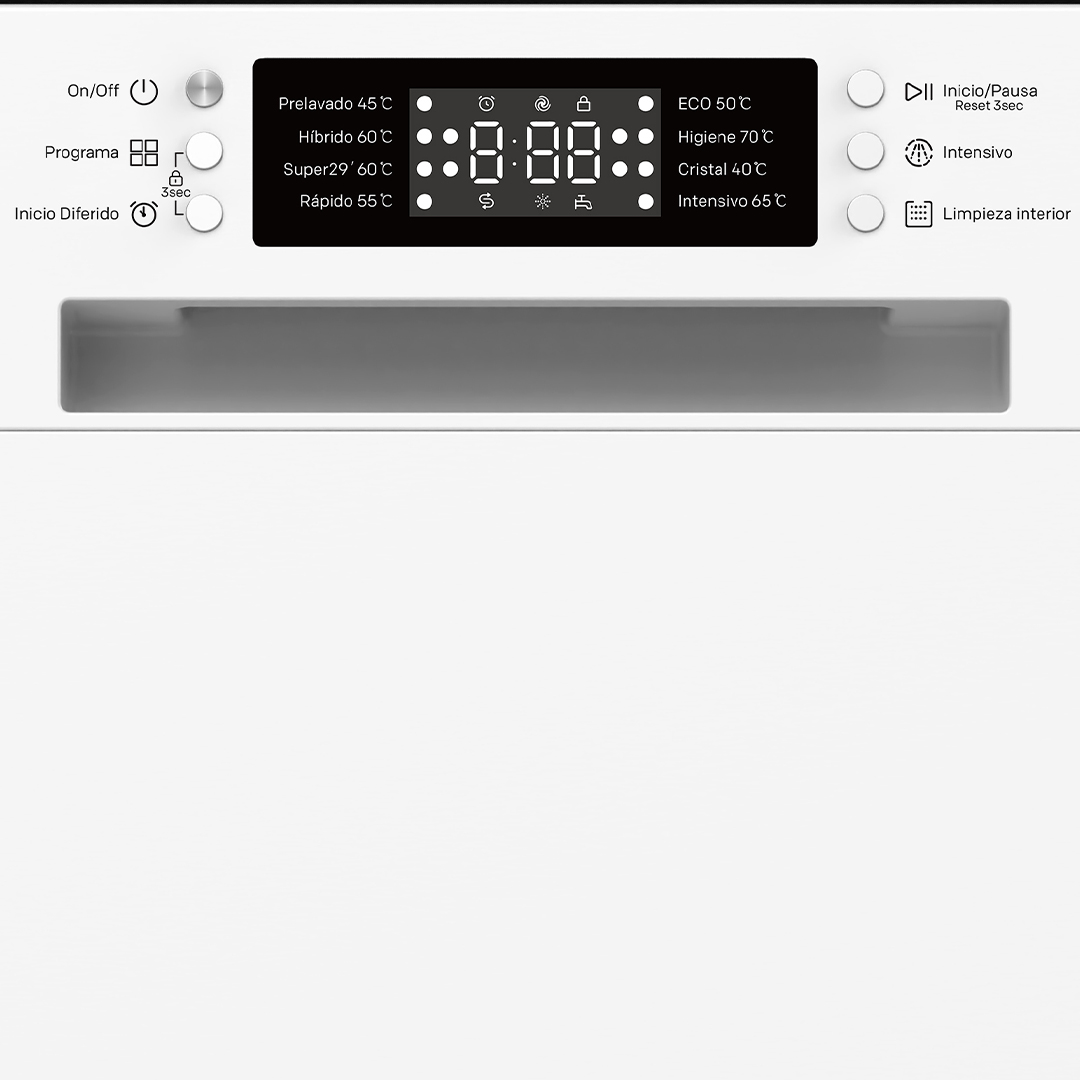 Lavavajillas Svan 13sets E 84,5cm 59,8cm 59,8cm Blanco Display 2B 8P Sec.Residual - Imagen 2