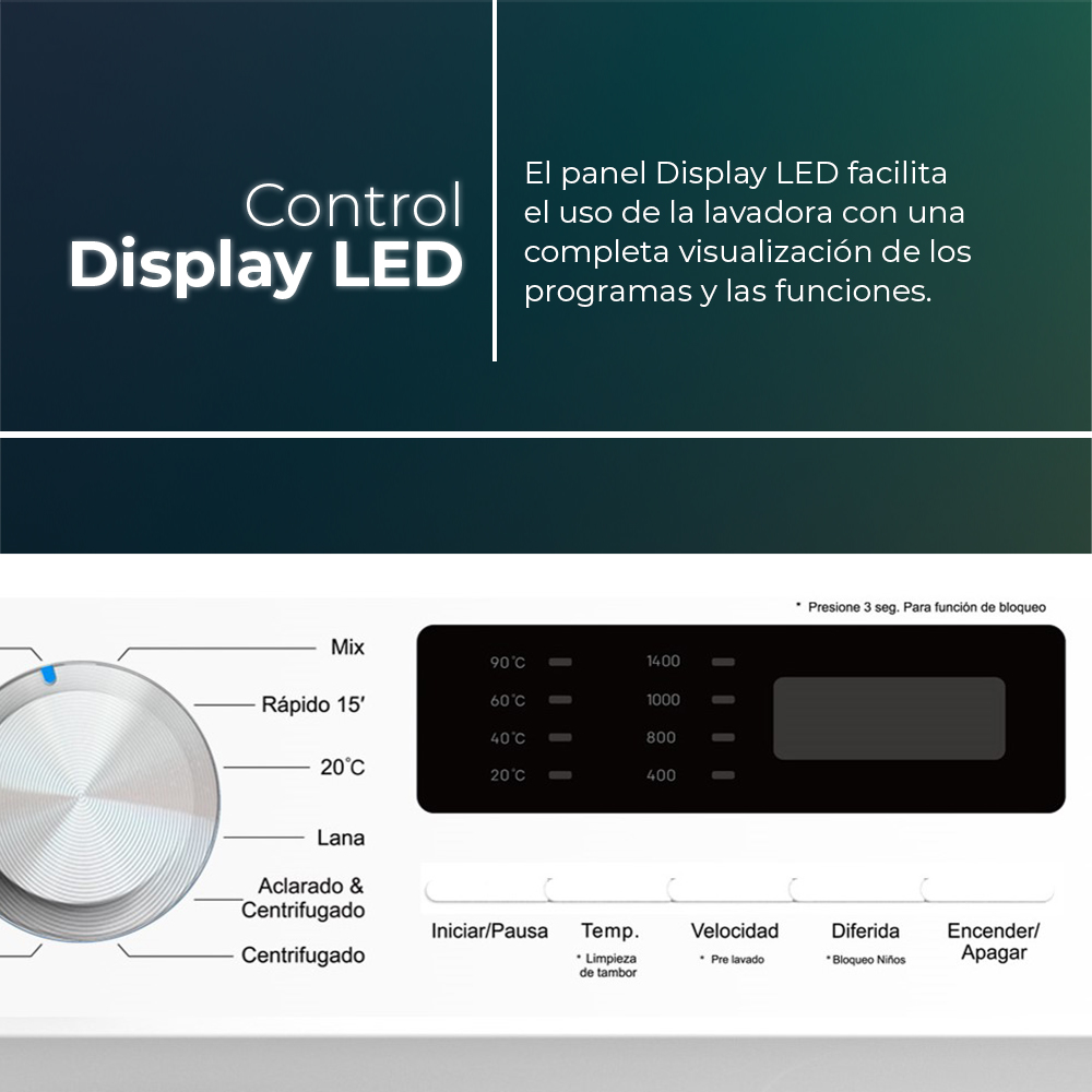 Lavadora Svan 10kg 1400rpm A 85cm 59,5cm 60cm Blanco Display Inverter Vapor Mi Ciclo Puerta XXL - immagine 3