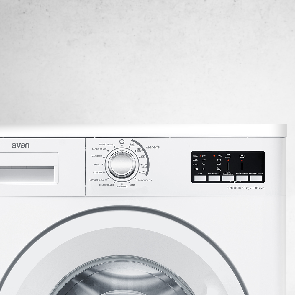 Lavadora Svan 8kg 1000rpm D 84,5cm 59,7cm 55,7cm Blanco Electrónico Antialérgico Tapa/P – Image 2