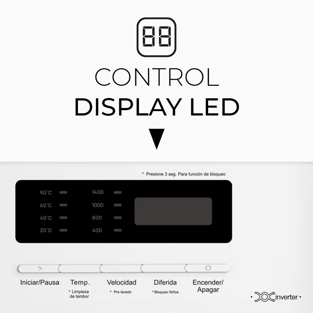 Lavadora Svan 8kg 1400rpm A 85cm 59,5cm 51cm Blanco Display Inverter Vapor – Image 2