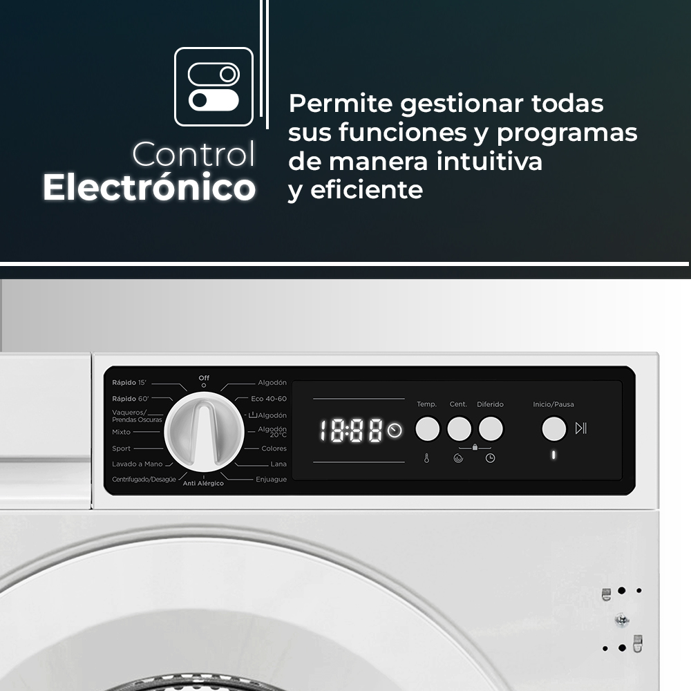 Lavadora Svan Integración 8kg 1200rpm D 81,7cm 59,7cm 54,4cm Blanco Display Antialérgico Puerta XXL – Image 2