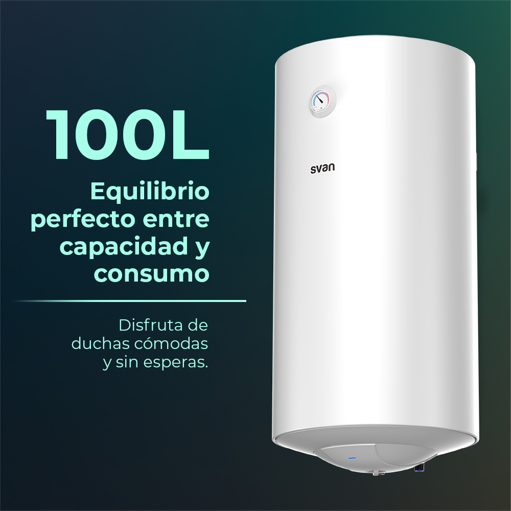 Termo eléctrico Svan Vertical 100L 1500W C 96,5cm 45cm 48,5cm Blanco Manual – Image 3