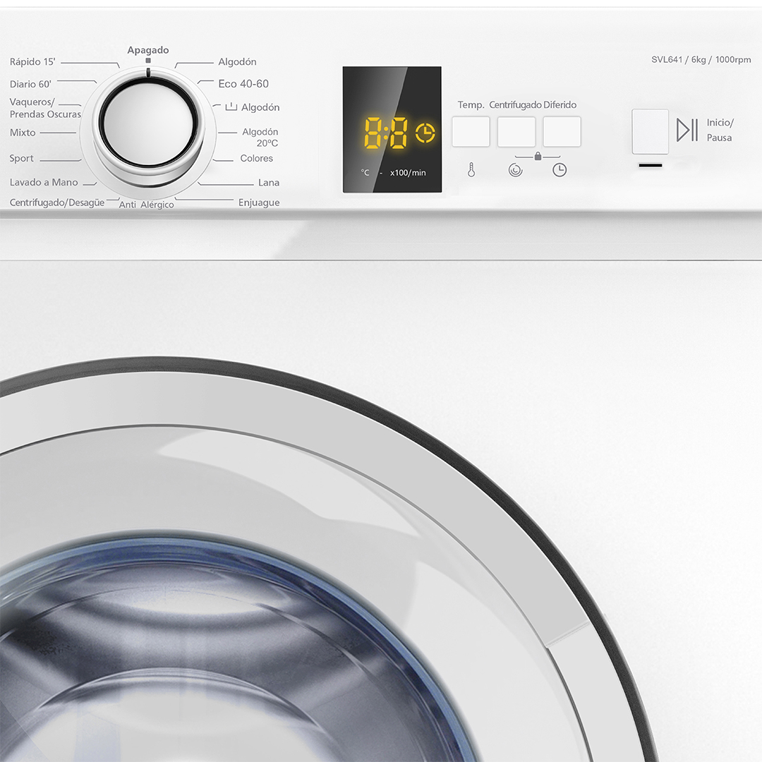 Lavadora Svan 6kg 1000rpm D 84,3cm 59,6cm 49,7cm Blanco Display Antialérgico C.Boomerang - immagine 2