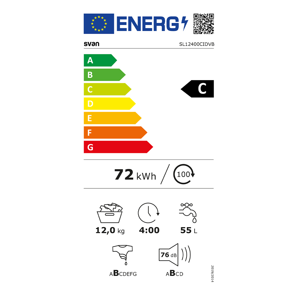 Lavadora Svan 12kg 1400rpm C 85cm 59,5cm 64cm Blanco Display táctil Inverter Vapor T.Diamante - immagine 3