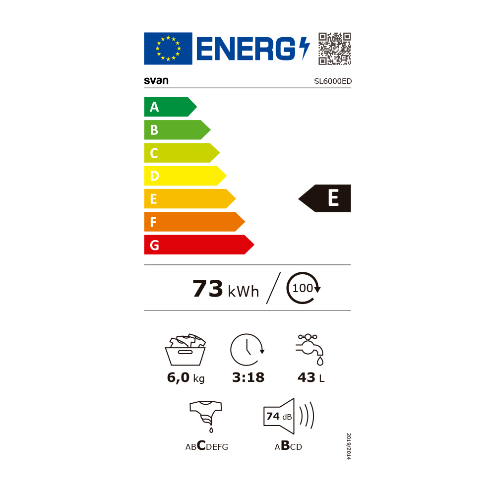 Lavadora Svan 6kg 1000rpm E 85cm 59,5cm 44cm Blanco Display T.Diamante – Image 3