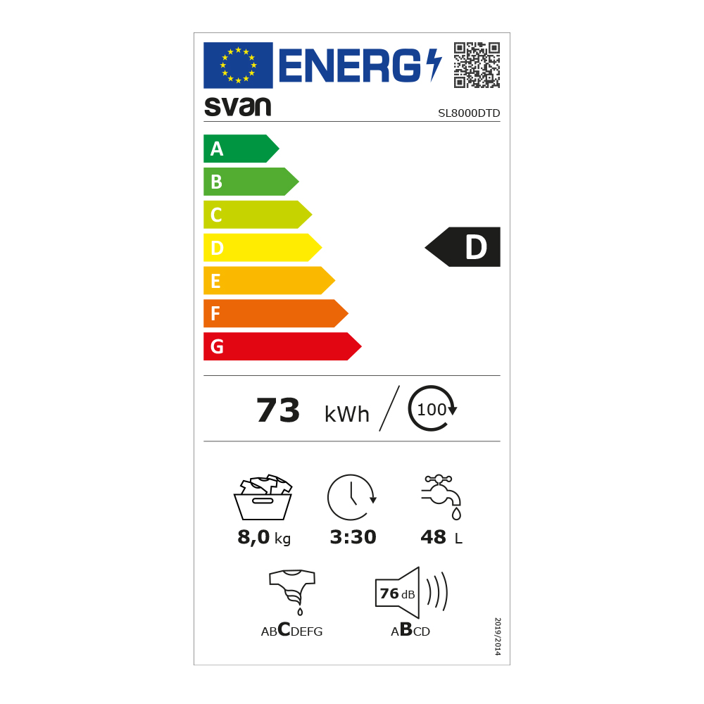 Lavadora Svan 8kg 1000rpm D 84,5cm 59,7cm 55,7cm Blanco Electrónico Antialérgico Tapa/P – Image 3