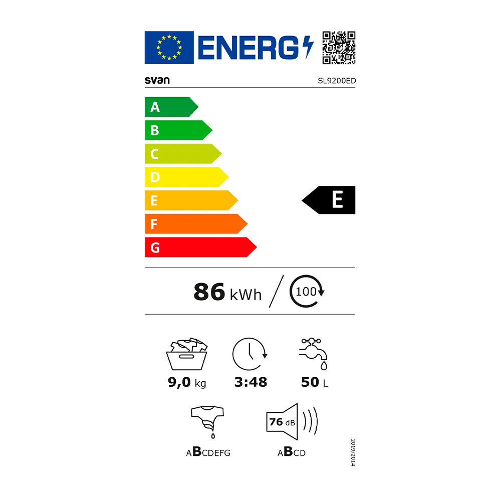 Lavadora Svan 9kg 1200rpm E 85cm 59,5cm 60cm Blanco Display C.Boomerang - immagine 3