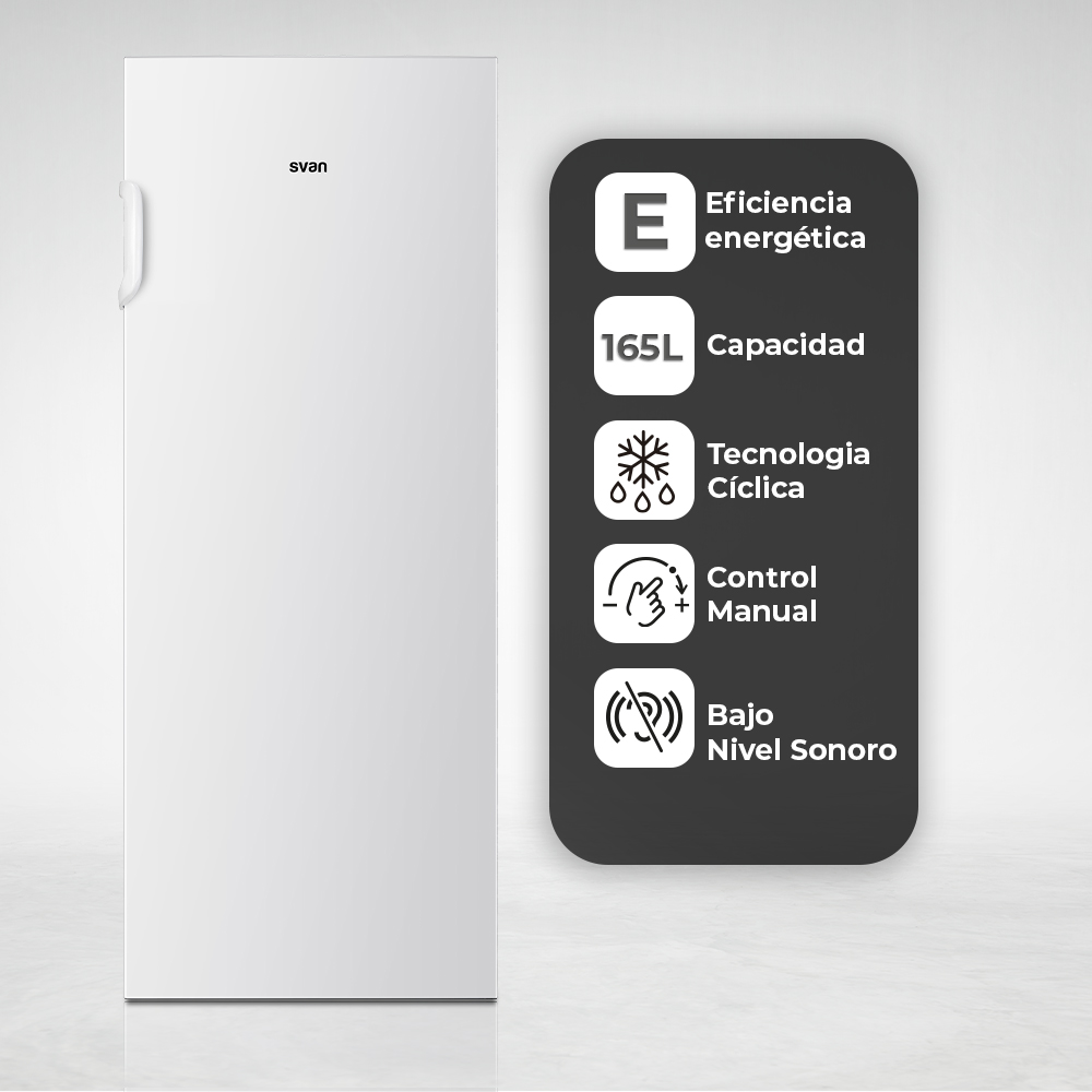Congelador vertical Svan Cíclico 165L E 143,4cm 55cm 58,8cm Blanco Manual – Image 4