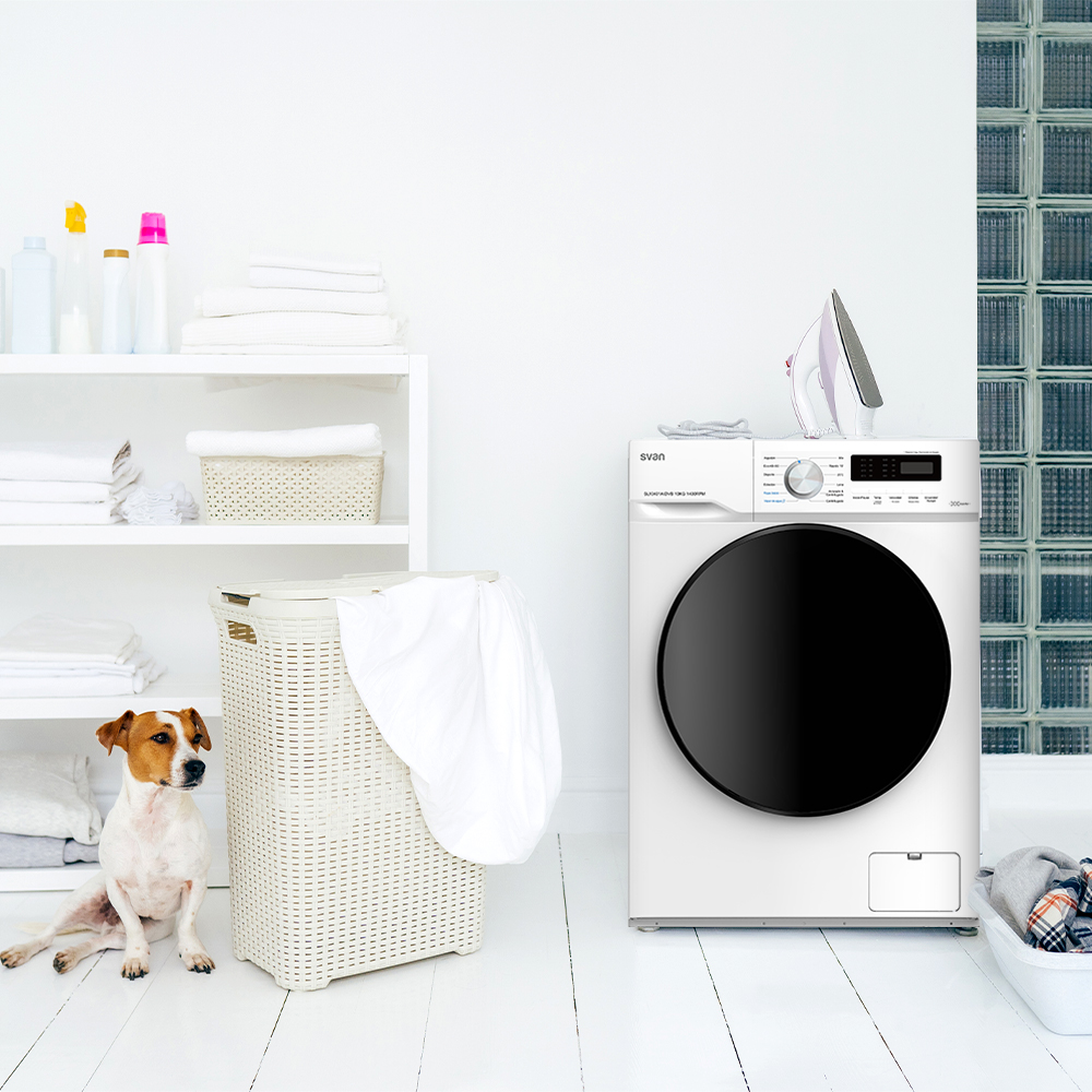 Lavadora Svan 10kg 1400rpm A 85cm 59,5cm 60cm Blanco Display Inverter Vapor Mi Ciclo Puerta XXL - immagine 4