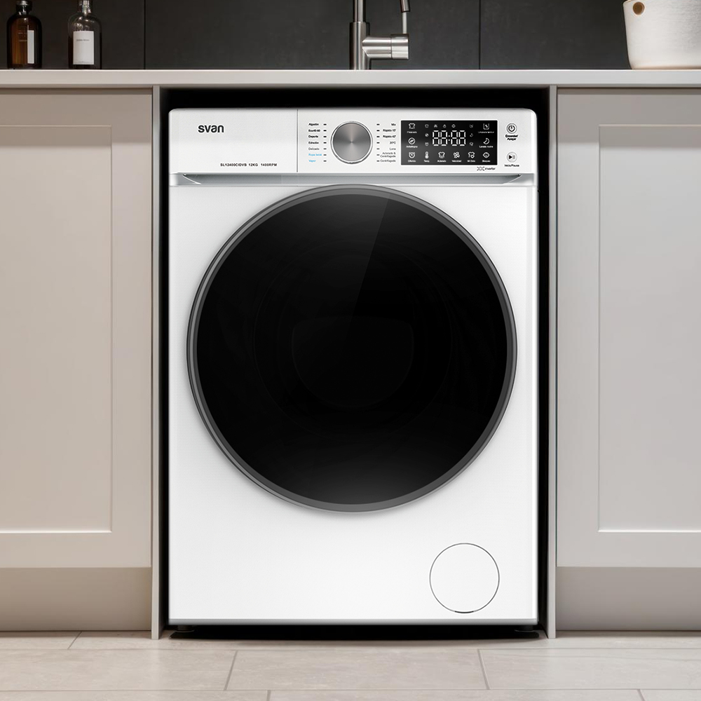 Lavadora Svan 12kg 1400rpm C 85cm 59,5cm 64cm Blanco Display táctil Inverter Vapor T.Diamante - immagine 4