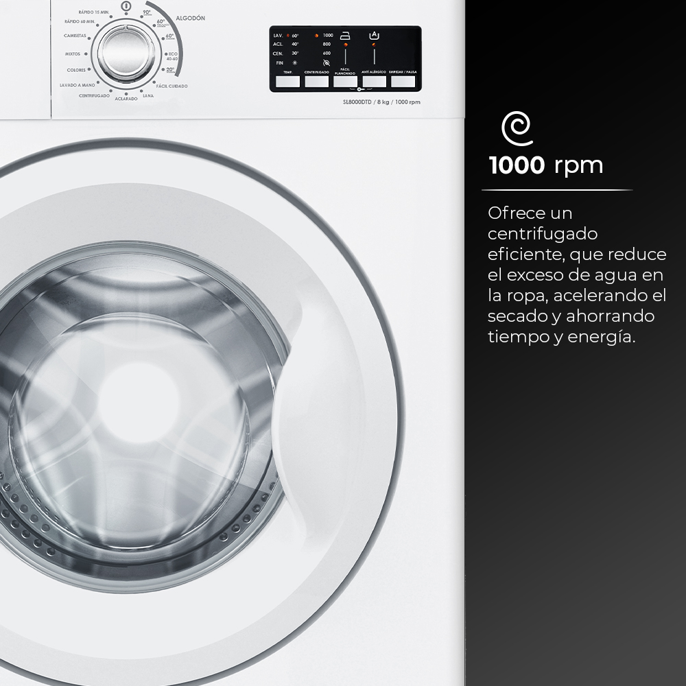 Lavadora Svan 8kg 1000rpm D 84,5cm 59,7cm 55,7cm Blanco Electrónico Antialérgico Tapa/P – Image 4