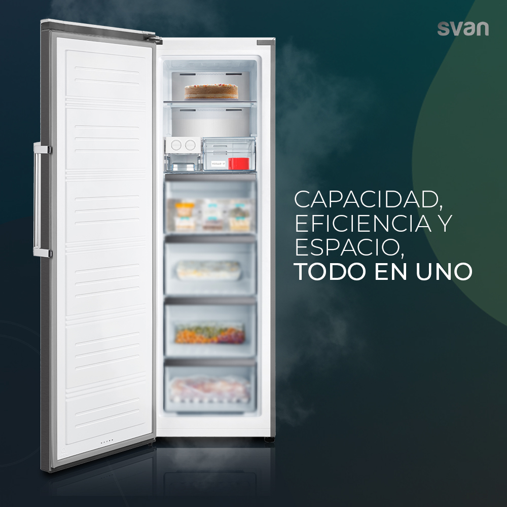 Congelador vertical Svan No Frost 274L E 185,5cm 59,5cm 71,5cm Inox Display táctil Modo Eco - Imagen 5