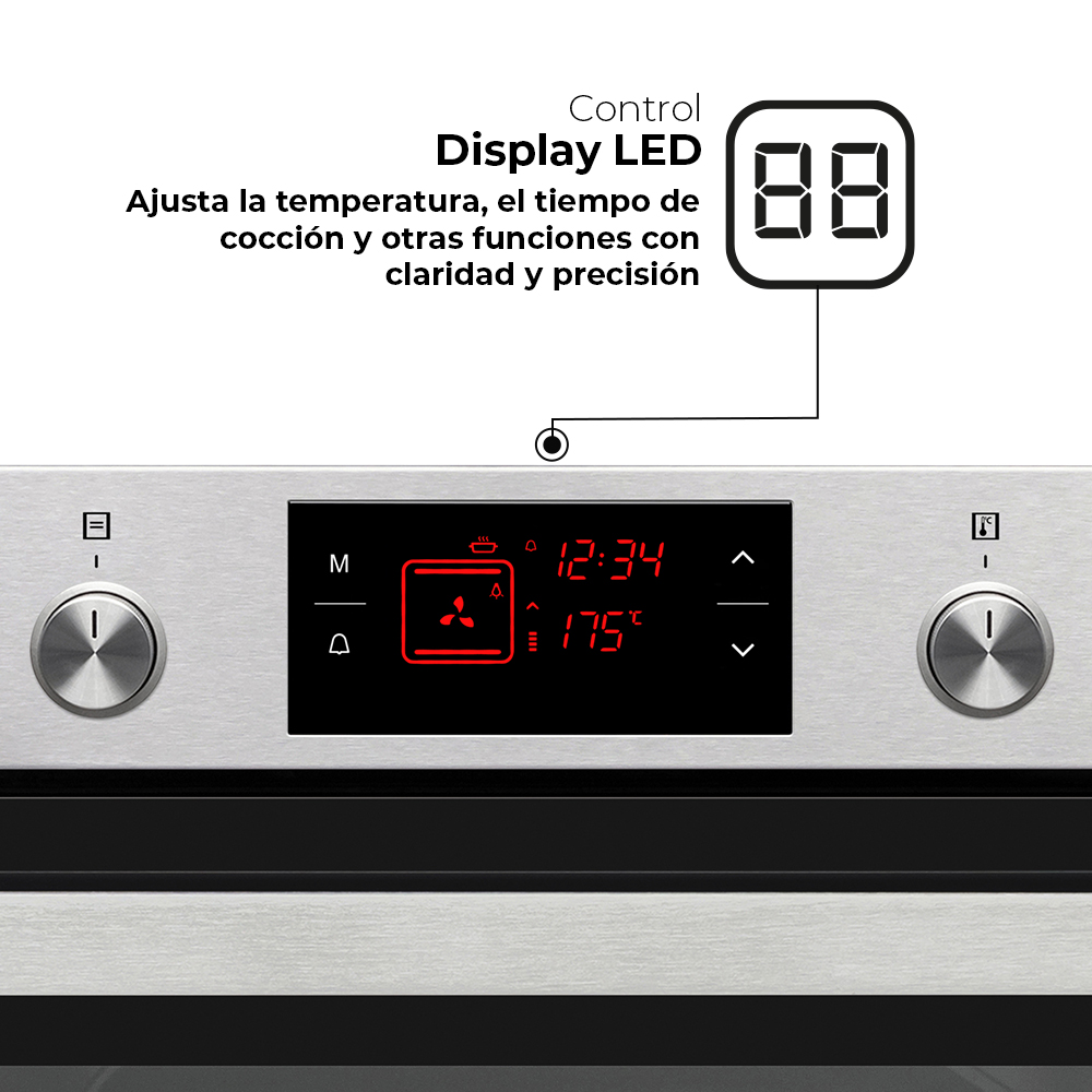 Horno Multifunción Svan 78L A 59,5cm 59,5cm 57,5cm Inox Display 10P Cortina aire G.Telescópicas - immagine 5