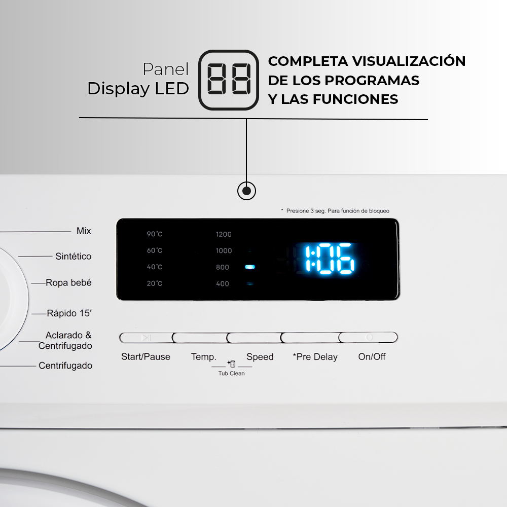 Lavadora Svan 6kg 1000rpm E 85cm 59,5cm 44cm Blanco Display T.Diamante – Image 5