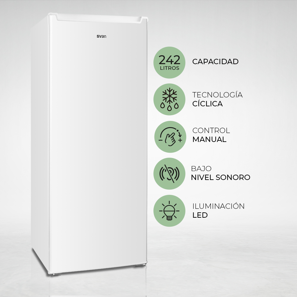 Refrigerador Svan Cíclico 242L E 143cm 54,5cm 55,5cm Blanco Manual – Image 5
