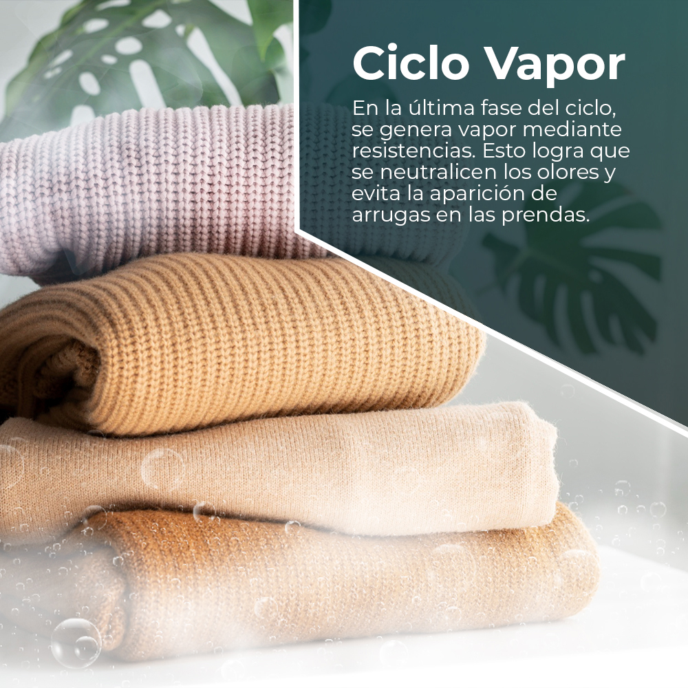Lavadora Svan,Capacidad 6kg 1000rpm, Clase A. Dimensiones: 85cm 59,5cm 44cm. Color Blanco, Control con Display. Motor Inverter. Programas: Vapor. – Image 6