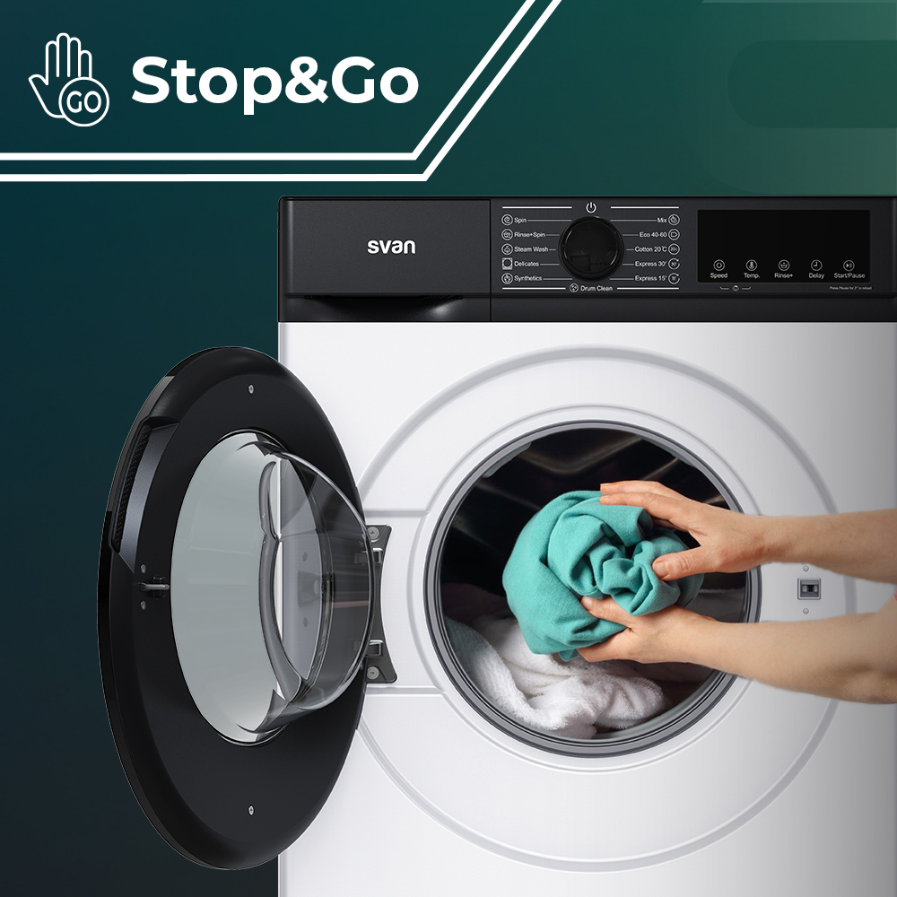 Lavadora Svan,Capacidad 9kg 1400rpm, Clase A. Dimensiones: 84,5cm 59,8cm 52cm. Color Blanco, Control Display LED. Programas: Vapor Antialérgico. - Imagen 6