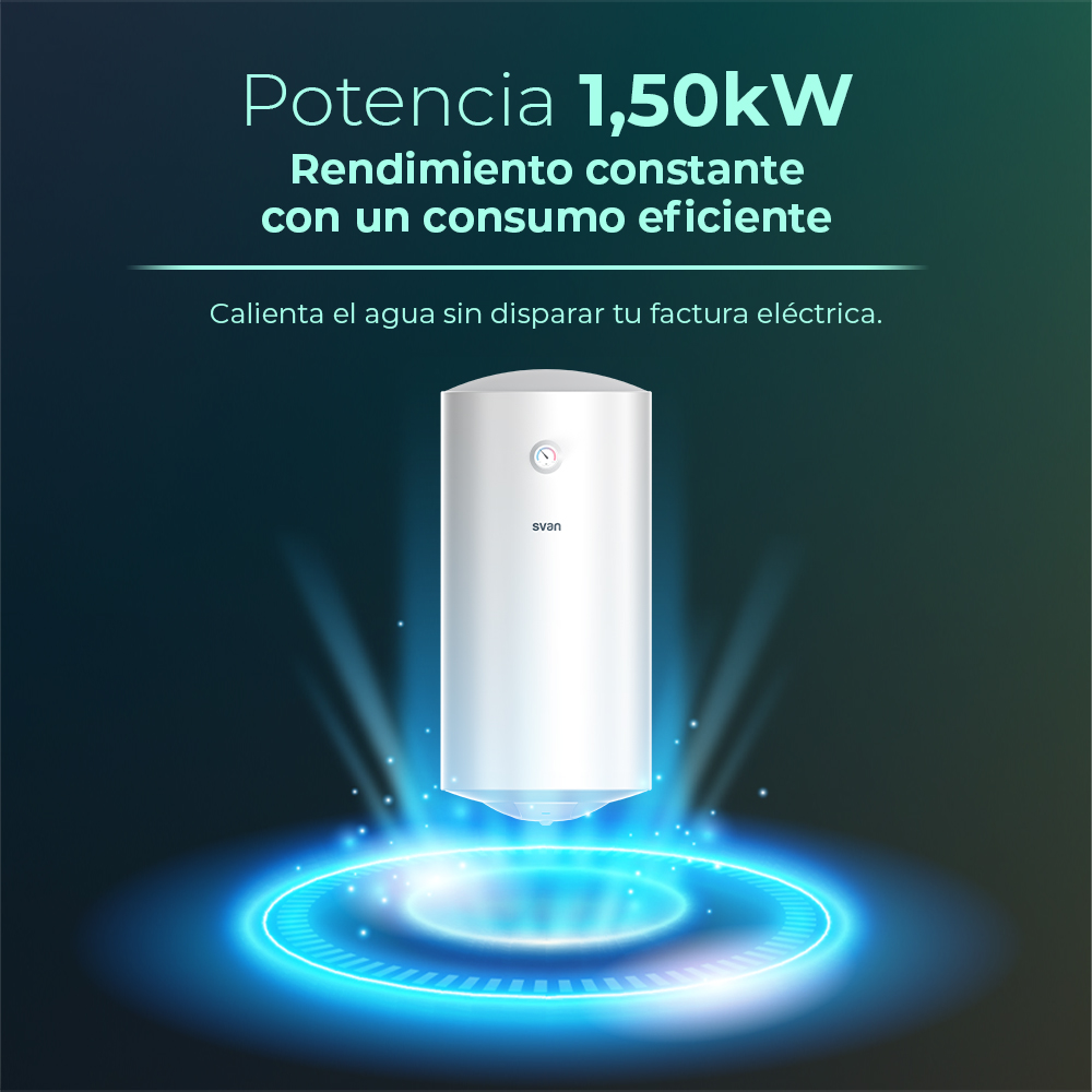 Termo eléctrico Svan Vertical 100L 1500W C 96,5cm 45cm 48,5cm Blanco Manual – Image 6