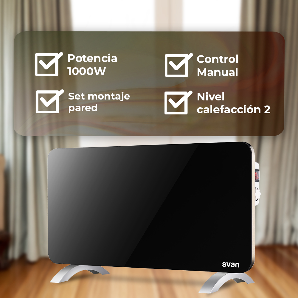Radiador plano Svan 1 Elemento 2 Niveles 1000W Cristal negro Manual - immagine 5