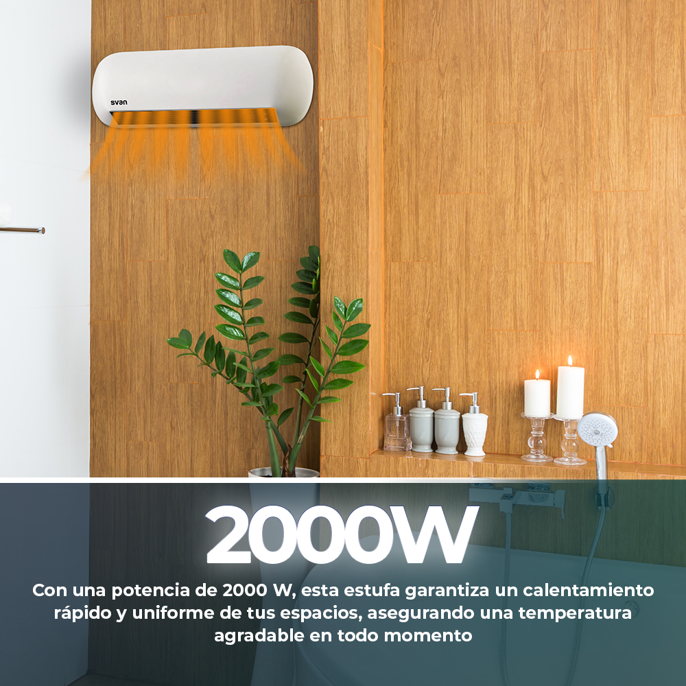 Estufa split Svan 3 Niveles 2000W Blanco Display LED Mando Programador Temporizador - immagine 7