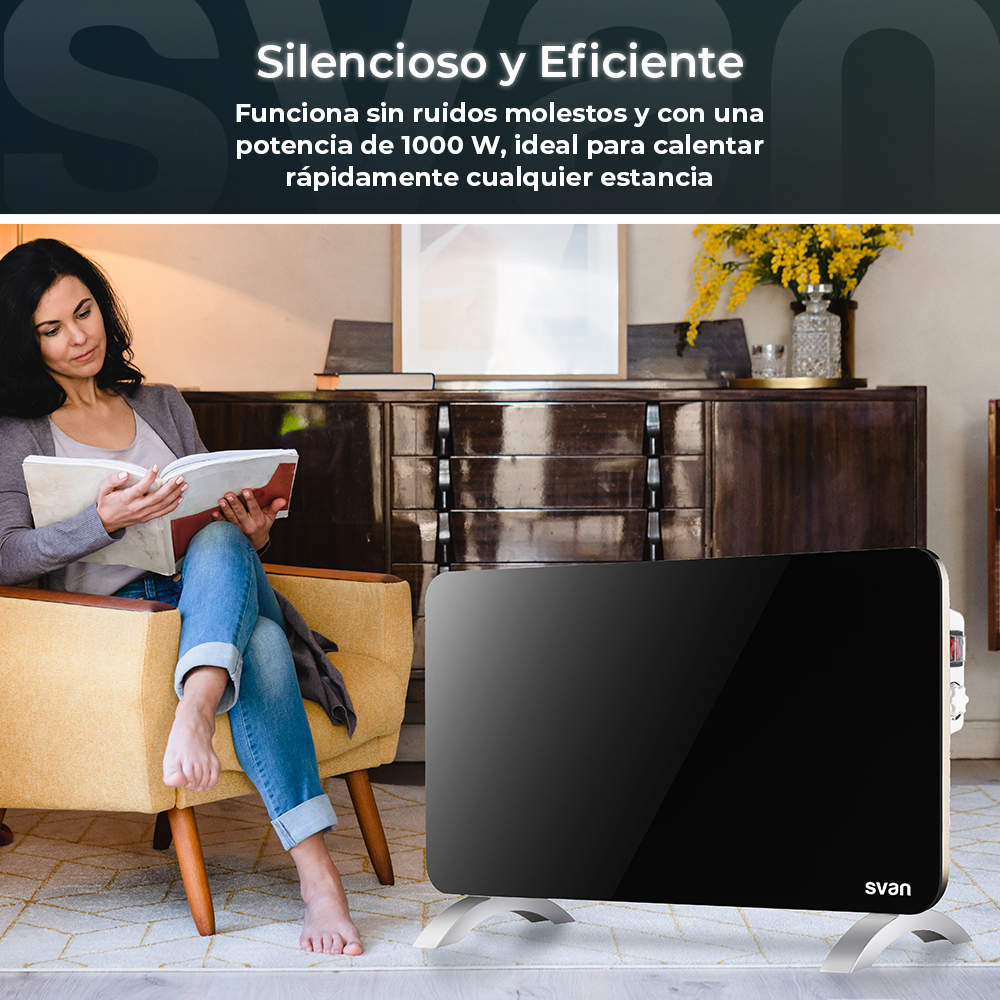 Radiador plano Svan 1 Elemento 2 Niveles 1000W Cristal negro Manual - immagine 7