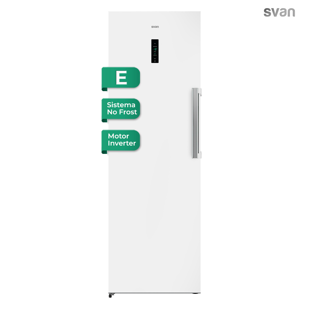 Svan No Frost congélateur vertical 274L E 185,5cm 59,5cm 71,5cm Blanc Ecran tactile Mode Eco