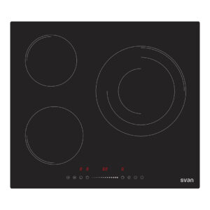 Placa de Inducción Svan 60 cm 3 zonas con Cristal negro Slider táctil Keep warm Stop&Go