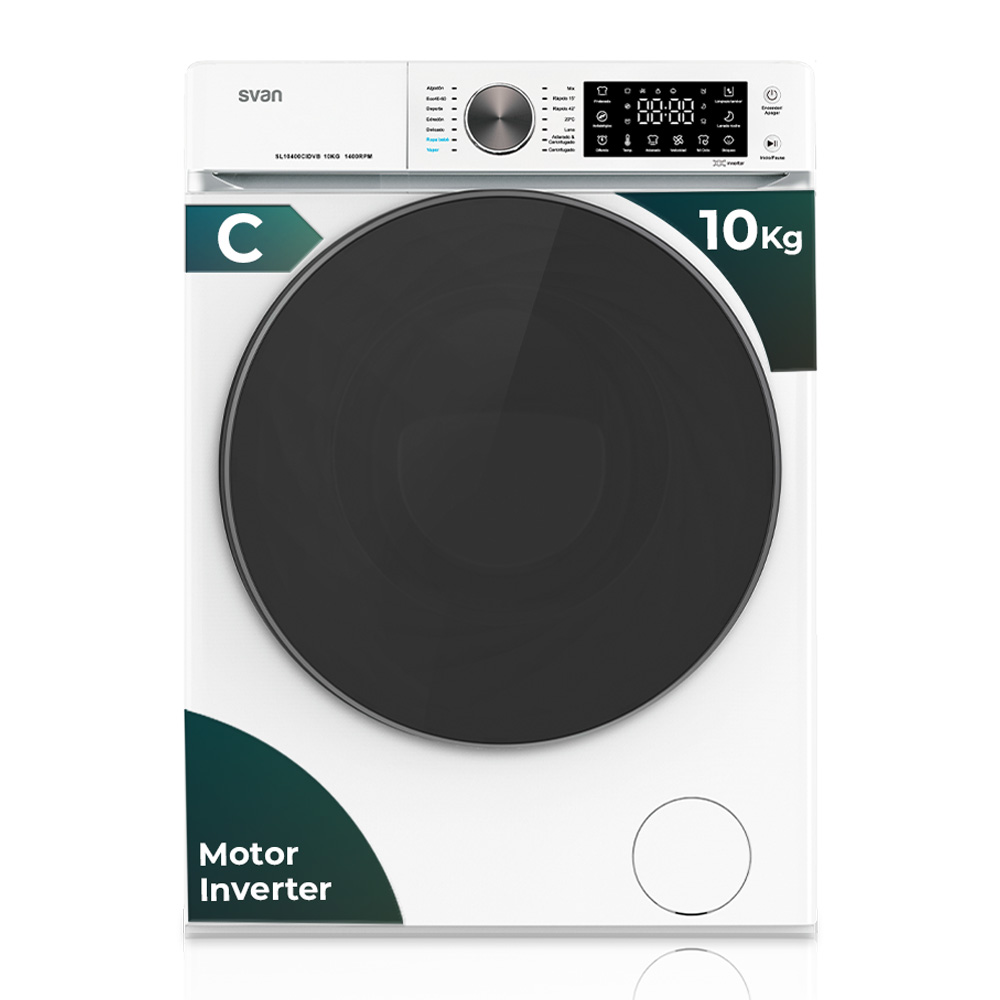Lavadora Svan 10kg 1400rpm C 85cm 59,5cm 60cm Blanco DisplayTáctil Inverter Vapor MiCiclo T.Diamante