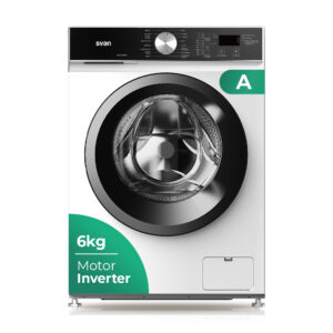 Lavadora Svan,Capacidad 6kg 1000rpm, Clase A. Dimensiones: 85cm 59,5cm 44cm. Color Blanco, Control con Display. Motor Inverter. Programas: Vapor.
