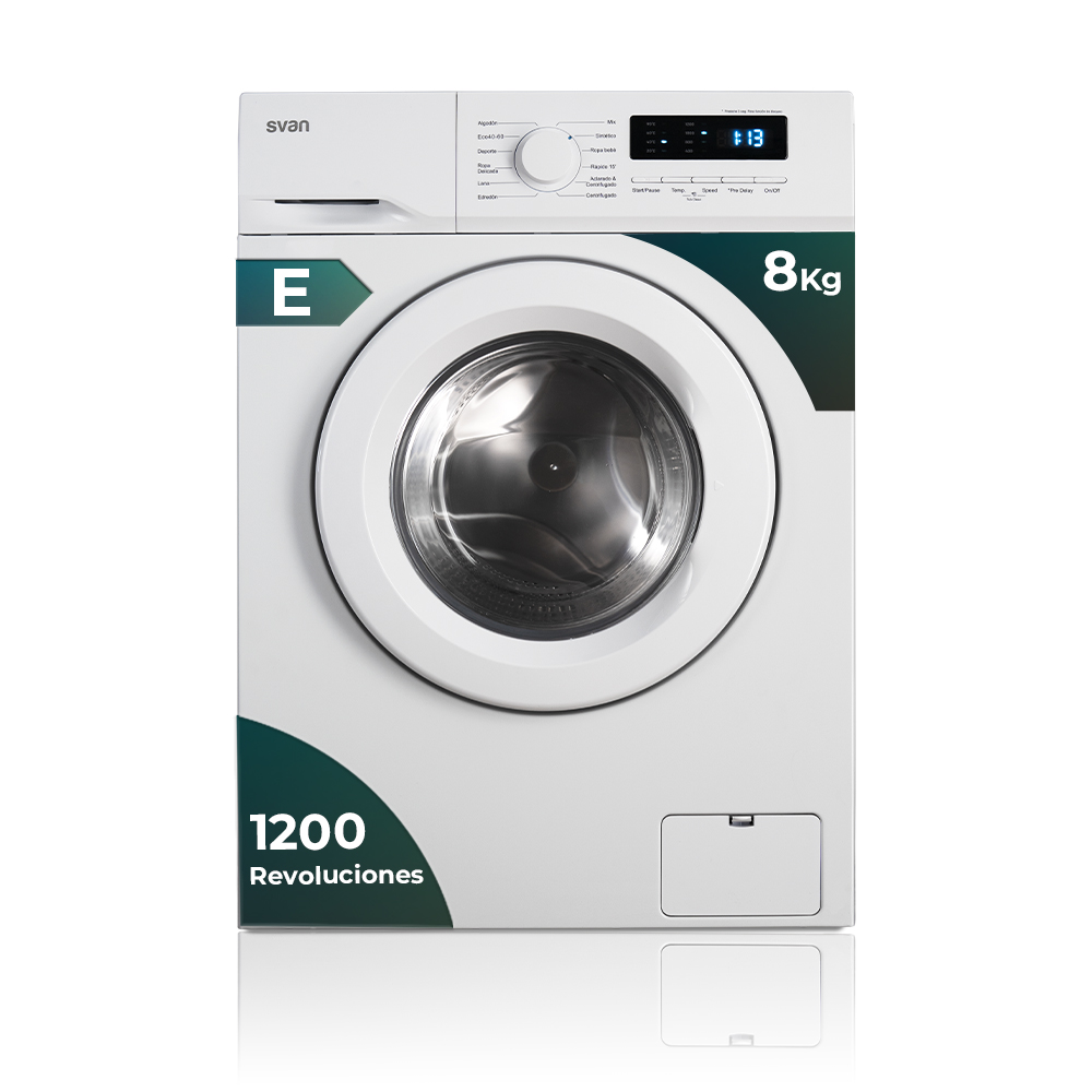 Lavadora Svan 8kg 1200rpm E 85cm 59,5cm 51cm Blanco Display T.Diamante