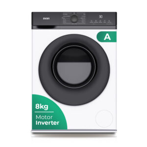 Lavadora Svan,Capacidad 8kg 1200rpm, Clase A. Dimensiones: 84,5cm 59,8cm 45cm. Color Blanco, Control con Display. Motor Inverter. Programas: Vapor.