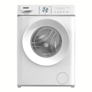 Lavadora Svan,Capacidad 8kg 1400rpm, Clase A. Dimensiones: 84,7cm 60cm 52cm. Color Blanco, Control con Display. Motor Inverter. Programas: Antialérgico.