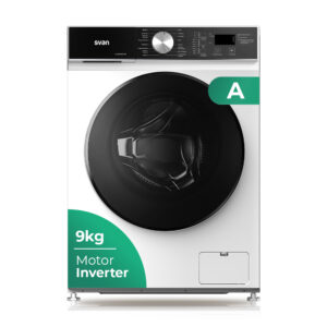 Lavadora Svan,Capacidad 9kg 1400rpm, Clase A. Dimensiones: 85cm 59,5cm 60cm. Color Blanco, Control con Display. Motor Inverter. Programas: Vapor.
