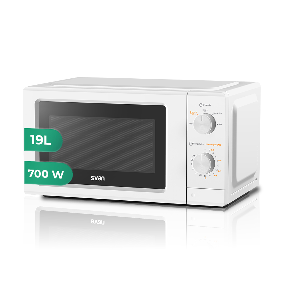Microondas Svan 19L 700W 24,1cm 43,4cm 32,9cm Blanco Manual