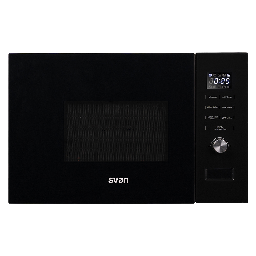 Microondas Grill Svan Integración 20L 800W 38,5cm 59,5cm 31,7cm Cristal negro Display Auto Cooking