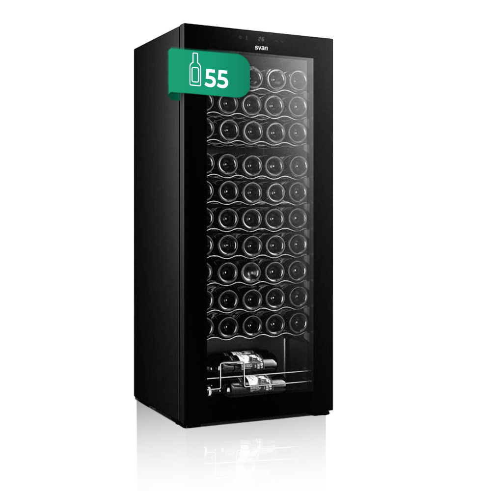 Cantina Vino Svan Cyclic 154L 55Bot G 126,2cm 51cm 48cm Nero Display touch Zona unica 1Porta