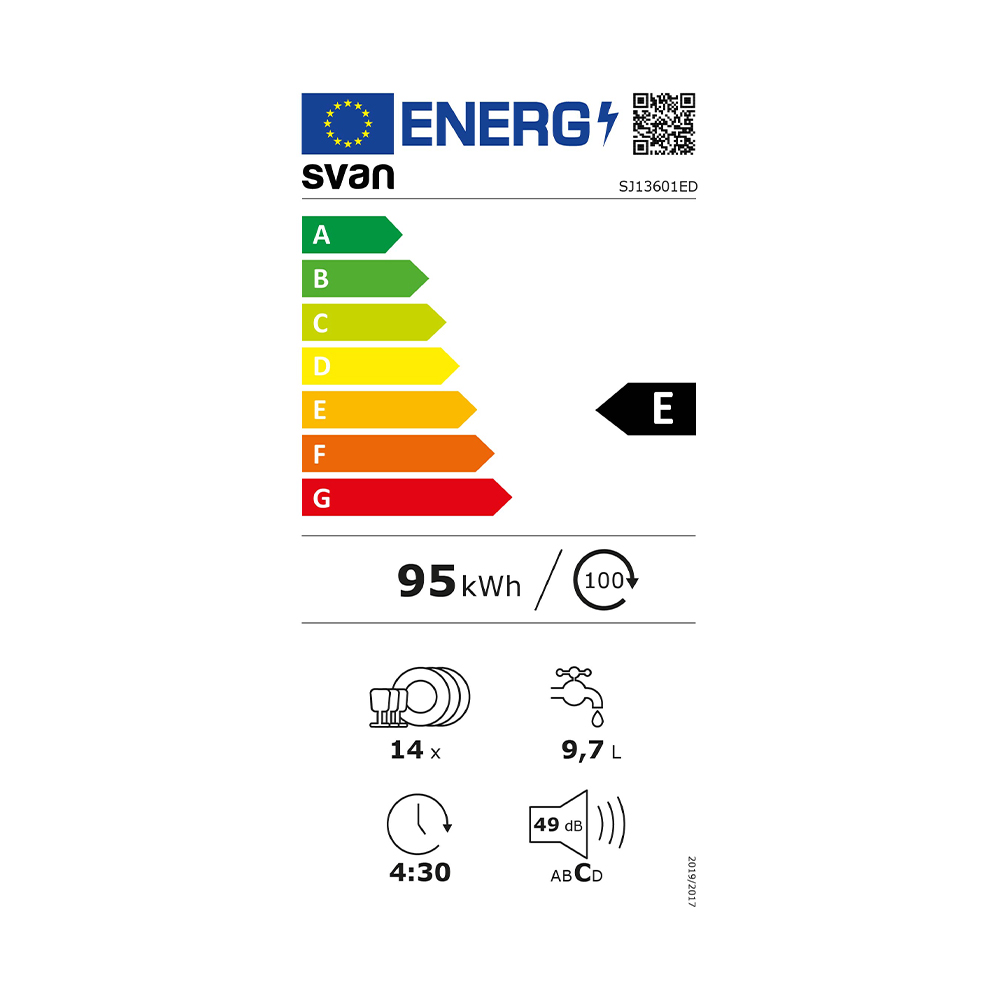 Lavavajillas Svan,Capacidad 14sets, Clase E. Dimensiones: 84,5cm 59,8cm 59cm. Color Blanco, Control con Display táctil. 2 Bandejas y 6 Programas. - Imagen 2