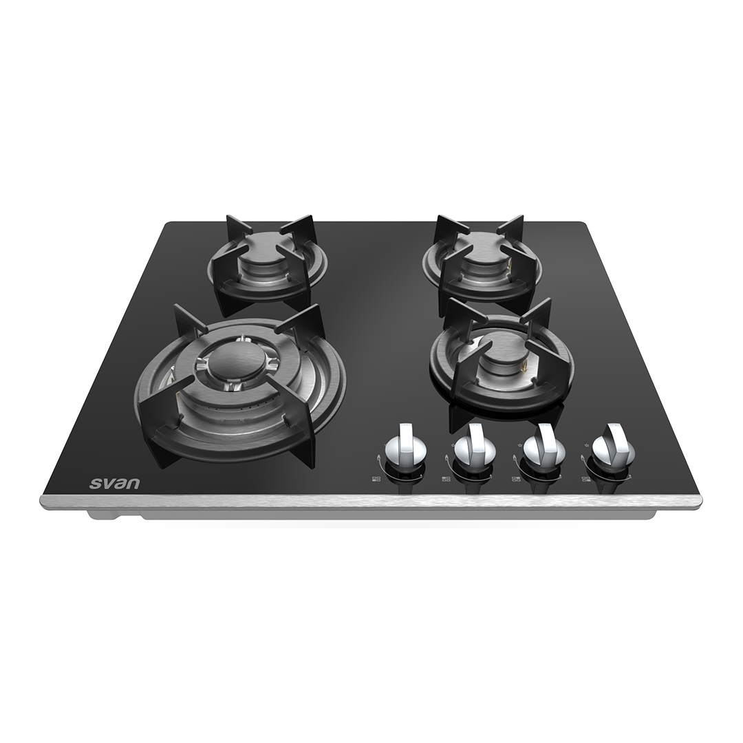 Placa Gas Butano Svan 7800W 9cm 60cm 51cm Cristal negro Manual Auto Ig. 4Q Wok Kit Gas Forja - Imagen 2