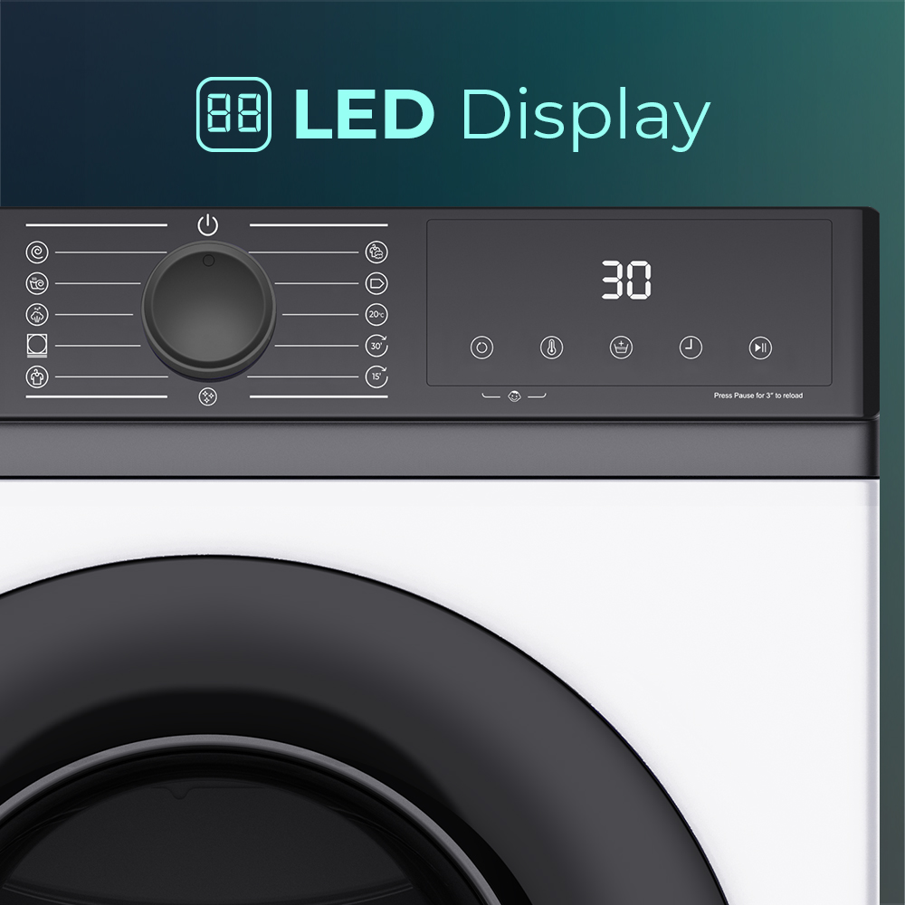 Lavadora Svan,Capacidad 7kg 1200rpm, Clase A. Dimensiones: 84,5cm 59,8cm 42,3cm. Color Blanco, Control con Display. Motor Inverter. Programas: Vapor. - Imagen 3