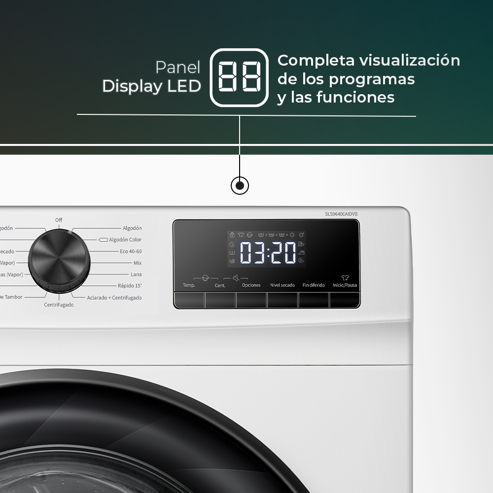 Lava-secadora Svan 9/6kg 1400rpm A/D 84,5cm 59,5cm 63,5cm Blanco Display Inverter Vapor C.Boomerang - Imagen 2