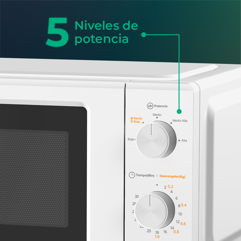 Microondas Svan 19L 700W 24,1cm 43,4cm 32,9cm Blanco Manual - Imagen 2