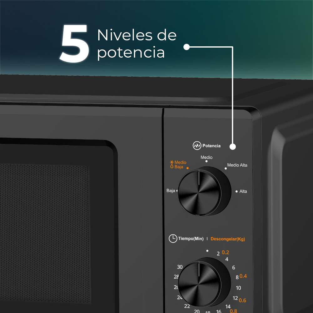 Microondas Svan 19L 700W 24,1cm 43,4cm 32,9cm Negro Manual - Imagen 2