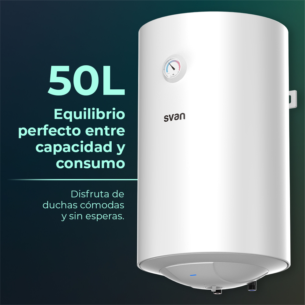 Termo eléctrico Svan Slim Vertical 50L 1500W C 73cm 38cm 41,5cm Blanco Manual - immagine 3