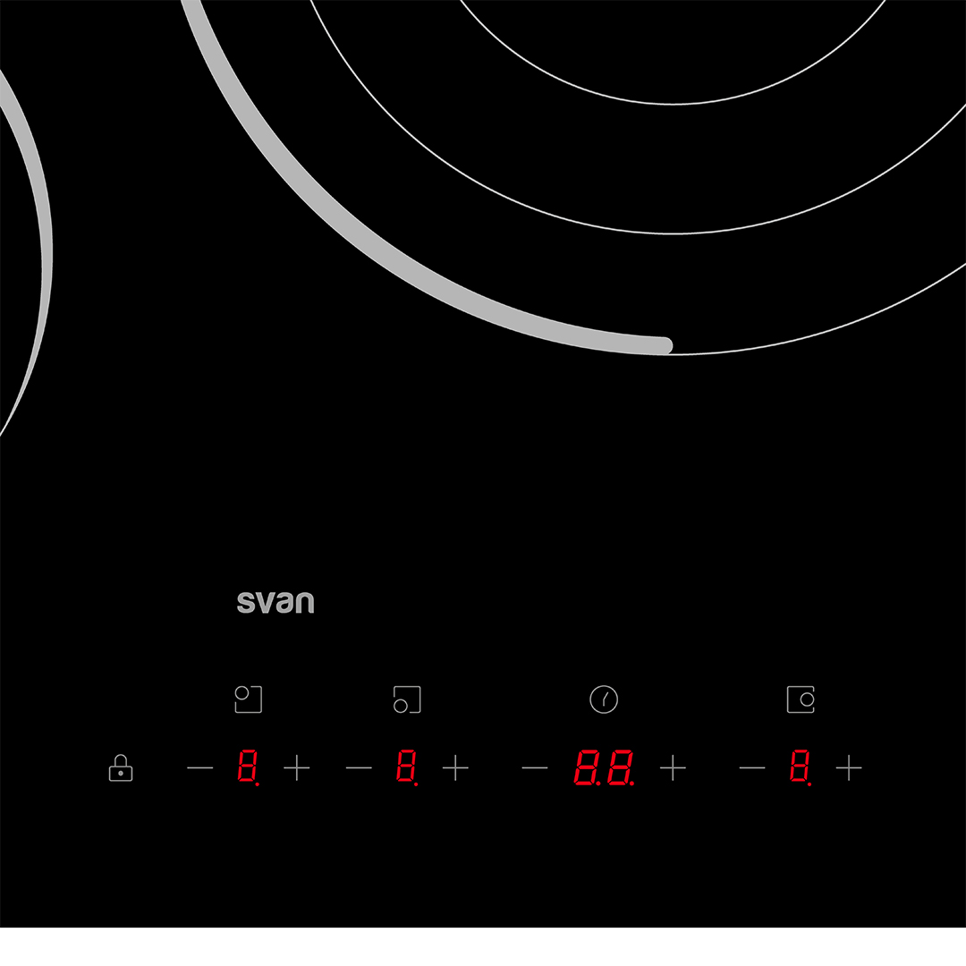 Placa Vitrocerámica Svan 6200W 5,1cm 59cm 52cm Cristal negro Táctil 3Z Triple Corona - Imagen 2
